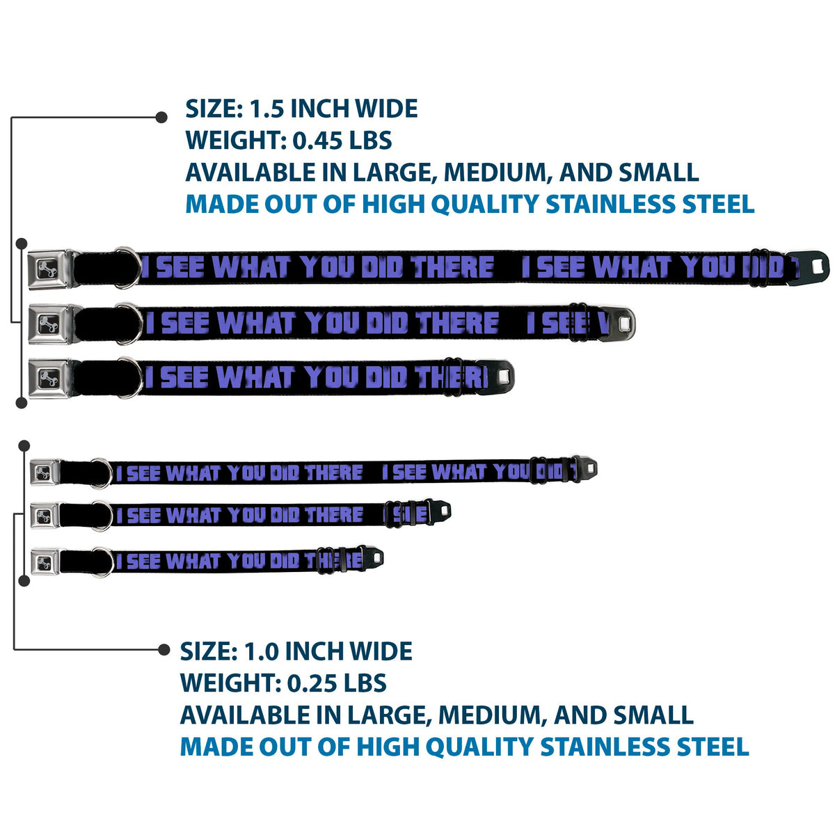 Dog Bone Seatbelt Buckle Collar - I SEE WHAT YOU DID THERE Weathered Black/Purple