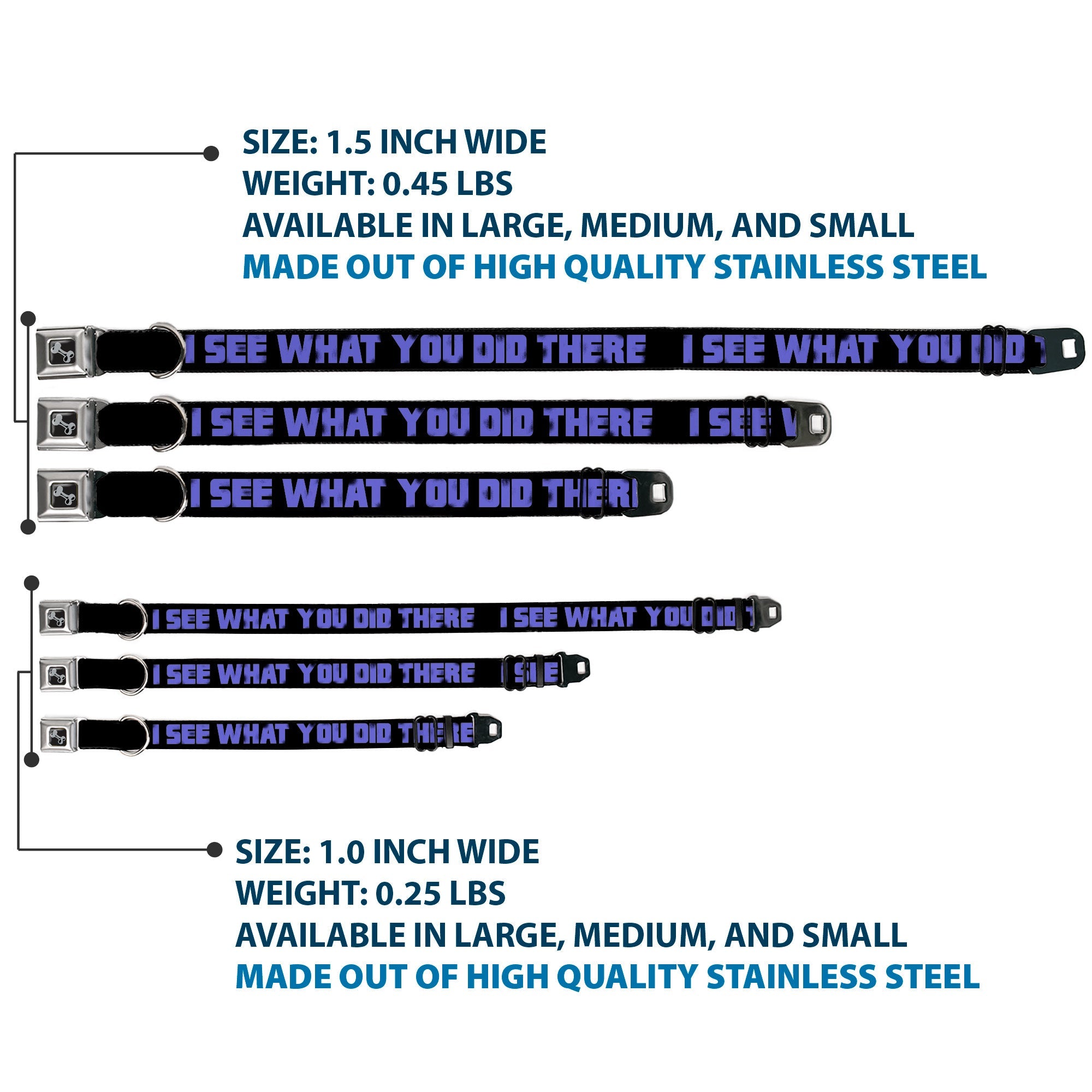 Dog Bone Seatbelt Buckle Collar - I SEE WHAT YOU DID THERE Weathered Black/Purple