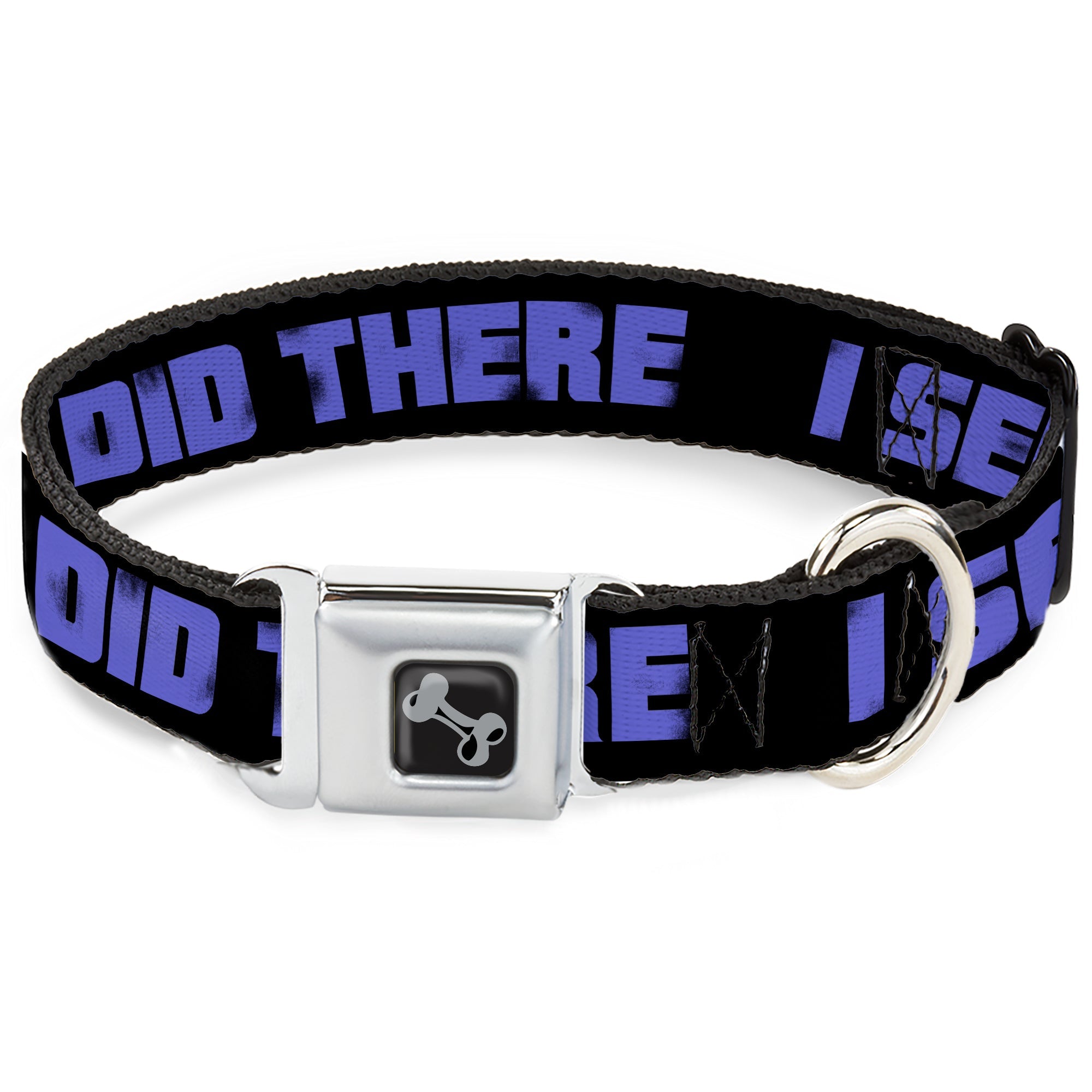 Dog Bone Seatbelt Buckle Collar - I SEE WHAT YOU DID THERE Weathered Black/Purple