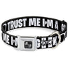 Dog Bone Seatbelt Buckle Collar - I'M A GEEK/Glasses Black/White