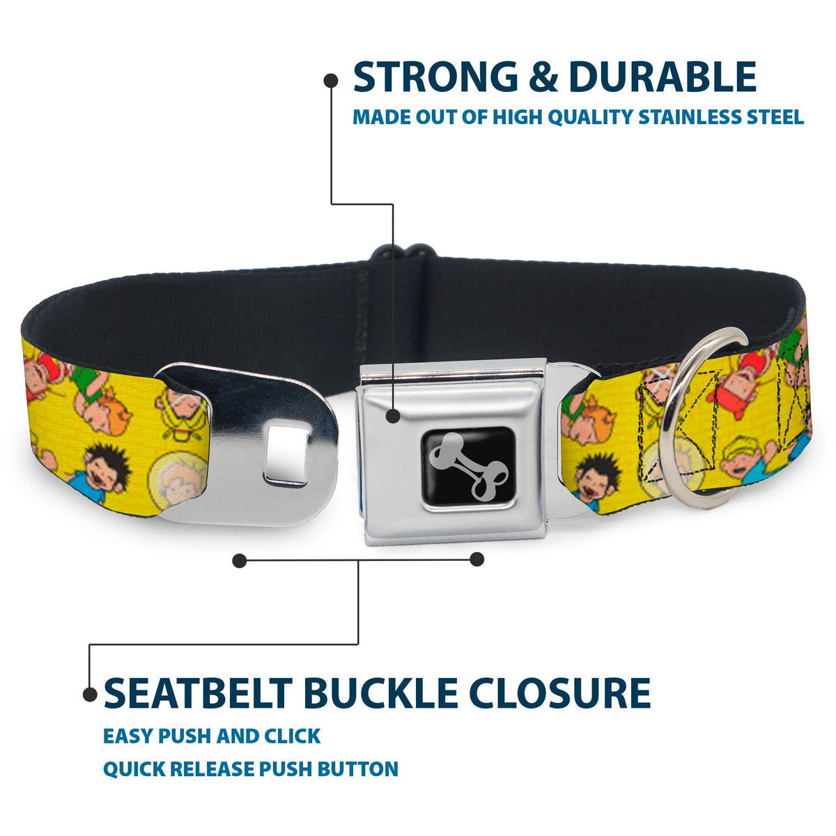 Dog Bone Seatbelt Buckle Collar - Kids in the Hood