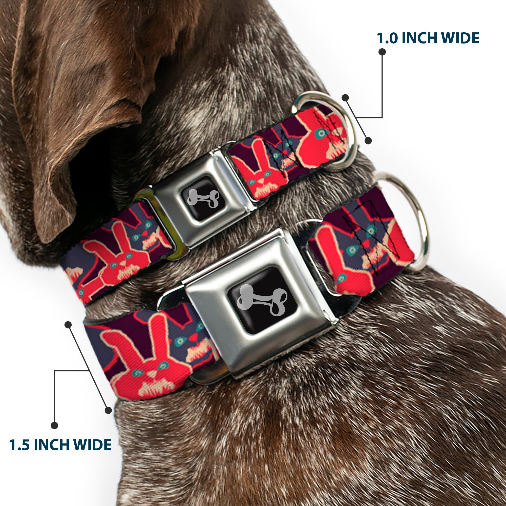 Dog Bone Seatbelt Buckle Collar - Kaleidoscope Balls White/Black