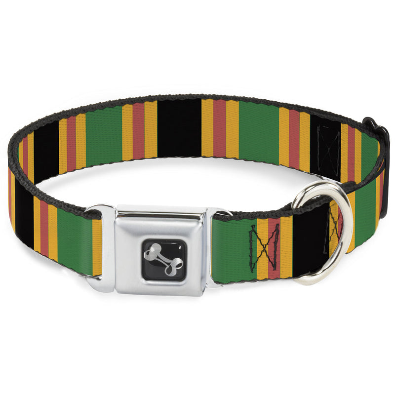 Dog Bone Seatbelt Buckle Collar - Lines Black/Gold/Pink/Green