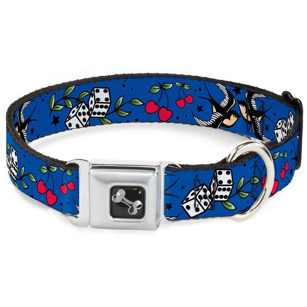 Buckle-Down Lucky Close-Up Blue Seatbelt Buckle Dog Collar