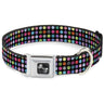 Dog Bone Seatbelt Buckle Collar - Mini Polka Dots Black/Multi Color