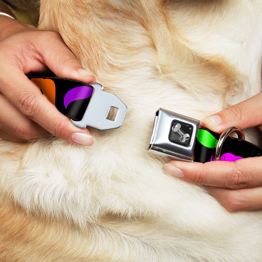 Dog Bone Seatbelt Buckle Collar - Mustaches Black/Multi Color