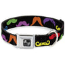 Dog Bone Seatbelt Buckle Collar - Mustaches Black/Multi Color