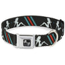 Dog Bone Seatbelt Buckle Collar - Mud Flap Girls w/Stripes Gray/Turquoise/Orange
