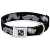 Buckle-Down Mustache Sketch Black/White Seatbelt Buckle Dog Collar