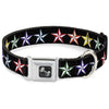 Buckle-Down Nautical Star Black/Multicolor Seatbelt Buckle Dog Collar