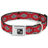 Dog Bone Seatbelt Buckle Collar - Navajo Gray/Red/Gray/Black
