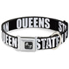 Dog Bone Seatbelt Buckle Collar - New York's Five Burroughs Bold Black/White