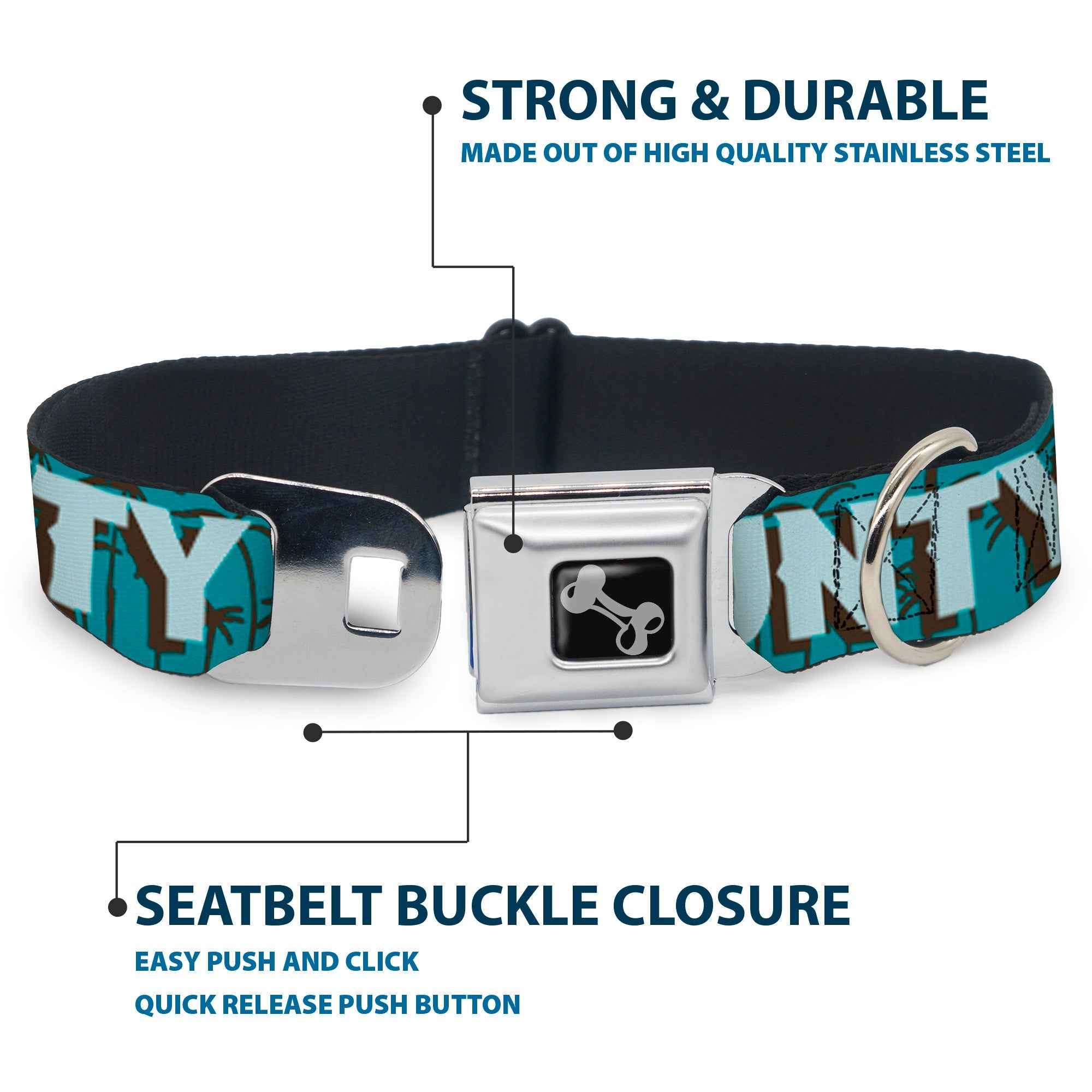 Buckle-Down Orange County/Palm Trees Blue/Brown/Light Blue Seatbelt Buckle Dog Collar
