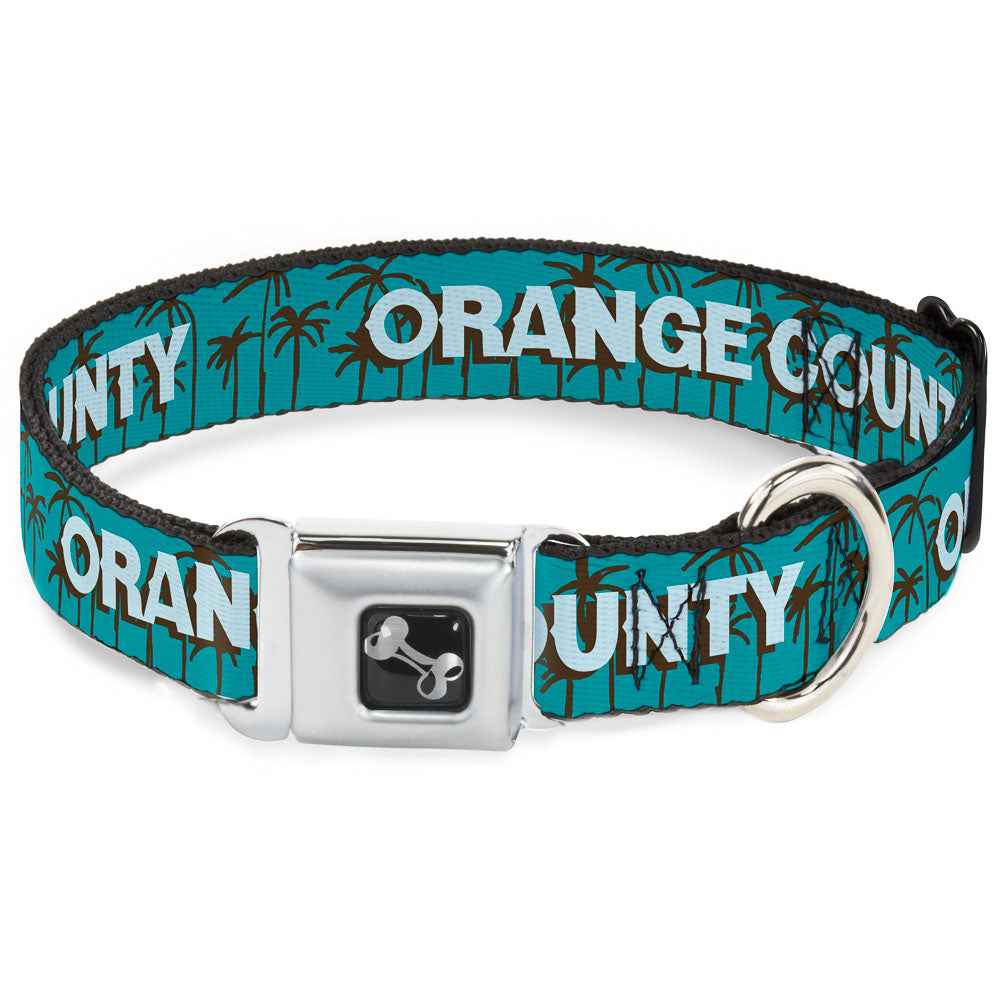 Buckle-Down Orange County/Palm Trees Blue/Brown/Light Blue Seatbelt Buckle Dog Collar