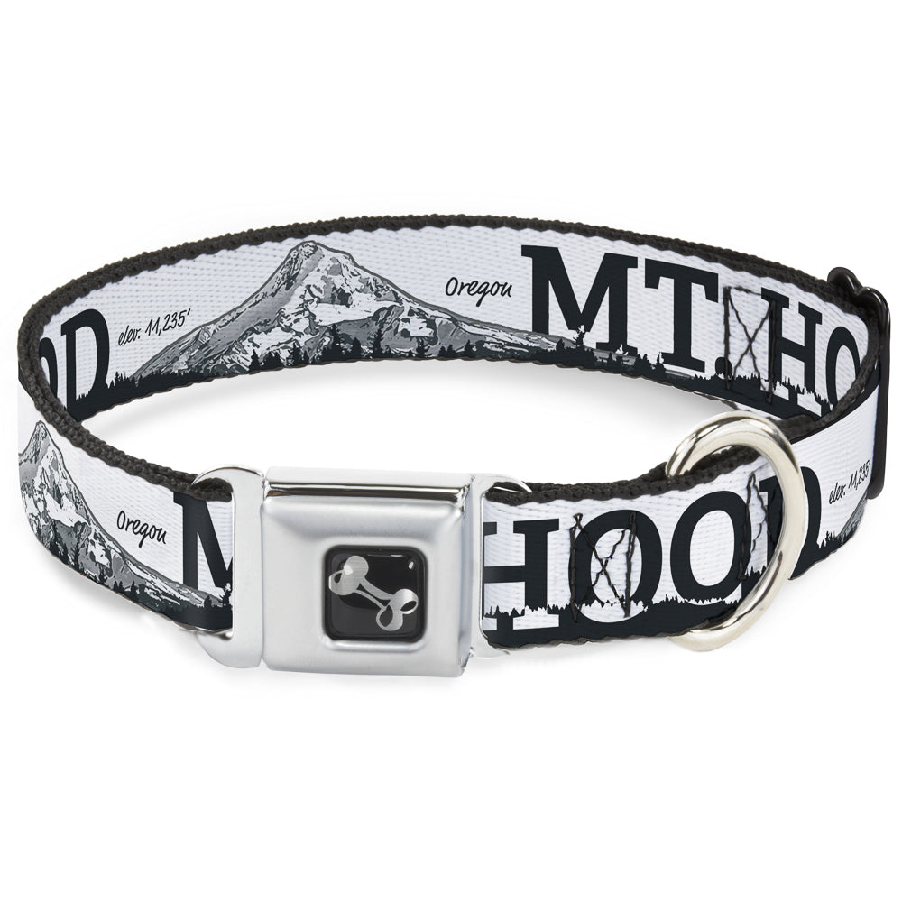 Dog Bone Seatbelt Buckle Collar - Oregon MT. HOOD Scenery White/Grays