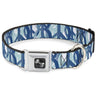 Dog Bone Seatbelt Buckle Collar - Peace Dots White/Blue