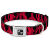 Buckle-Down Peace Dots Black & Fuchsia Seatbelt Buckle Dog Collar