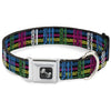 Buckle-Down Plaid Black & Neon Animal Skins Seatbelt Buckle Dog Collar