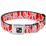Dog Bone Seatbelt Buckle Collar - Peace Sketch Red/White