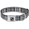 Dog Bone Seatbelt Buckle Collar - Plaid Black/White