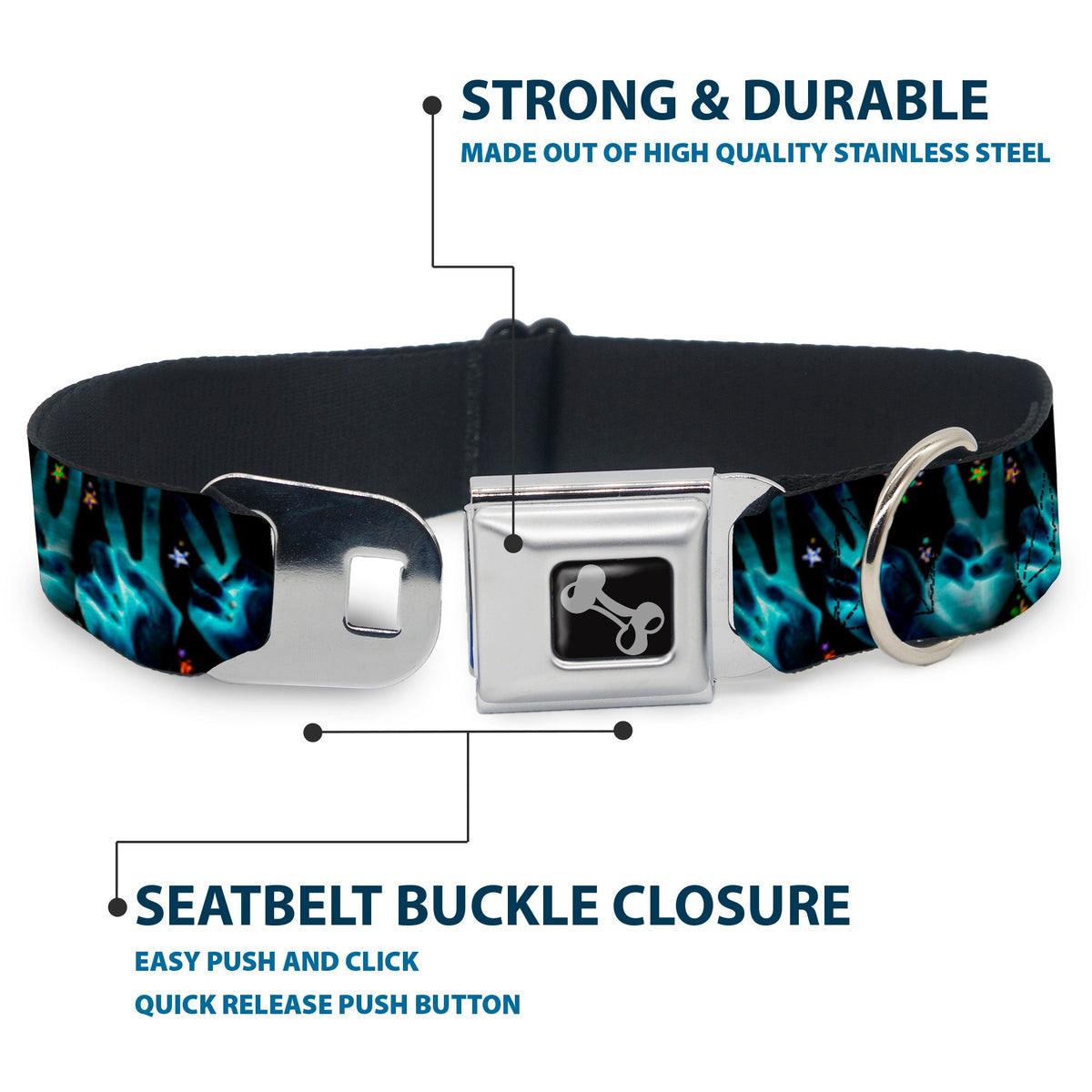 Dog Bone Seatbelt Buckle Collar - Peace & Starz