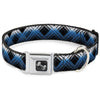 Buckle-Down Plaid X Gradient Black/White/Blue Seatbelt Buckle Dog Collar