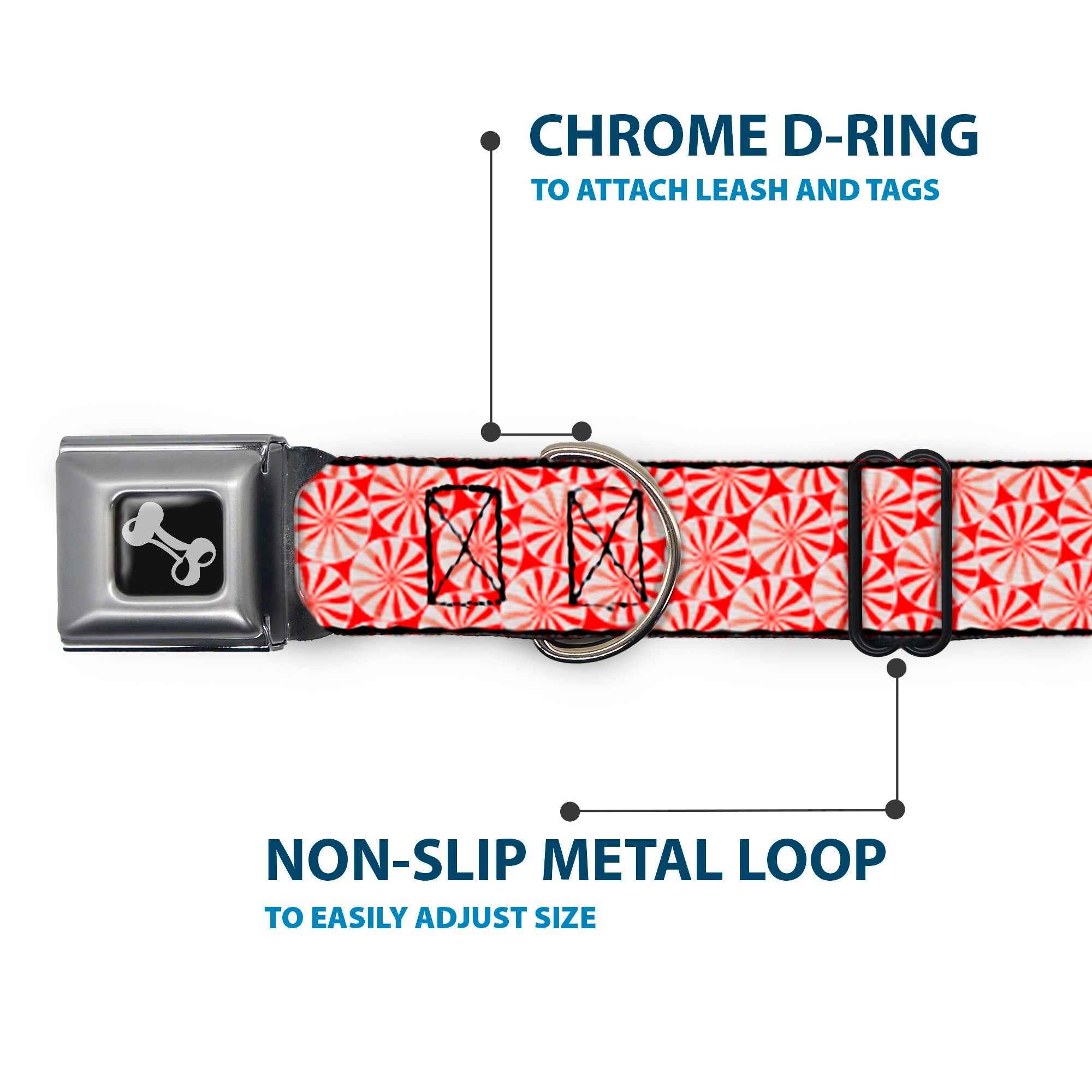 Buckle-Down Peppermint Candies Seatbelt Buckle Dog Collar