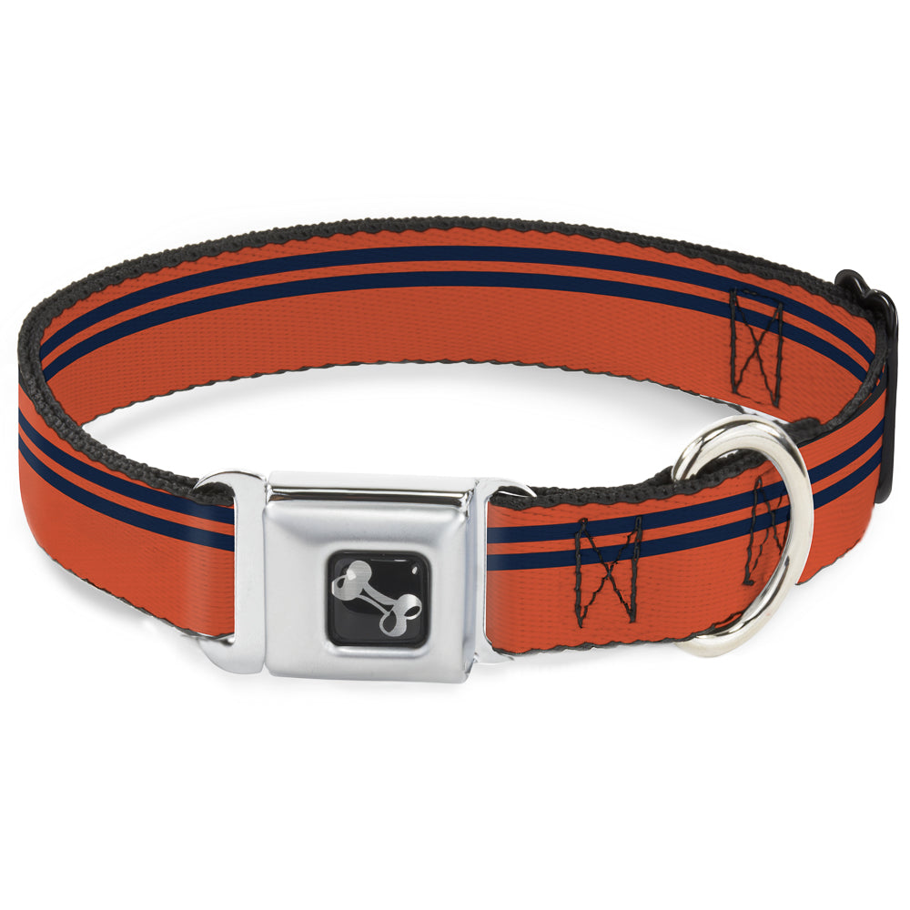 Dog Bone Seatbelt Buckle Collar - Racing Stripe Orange/Navy
