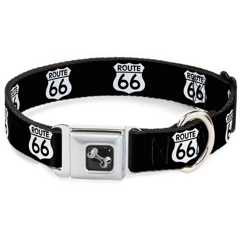 Buckle-Down Route 66 Highway Sign Repeat Black/White Seatbelt Buckle Dog Collar