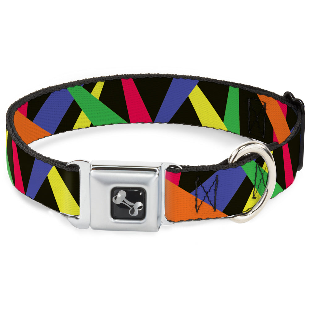 Dog Bone Seatbelt Buckle Collar - Spotlight Black/Multi Neon