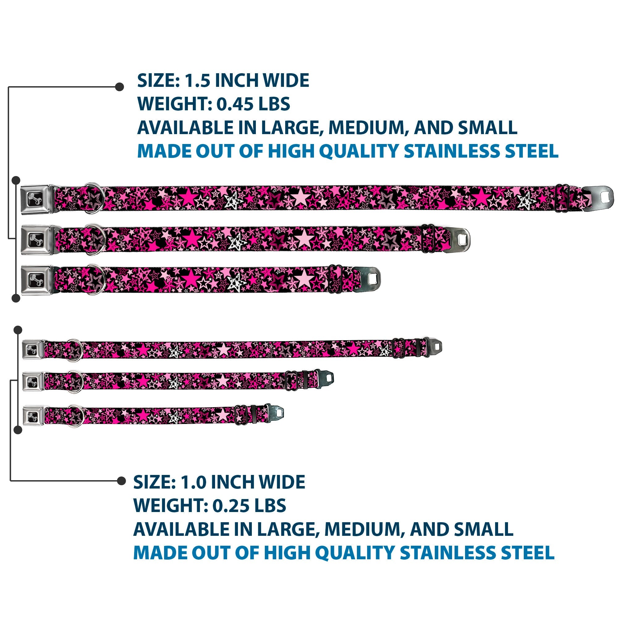 Dog Bone Seatbelt Buckle Collar - Stargazer Black/Pink