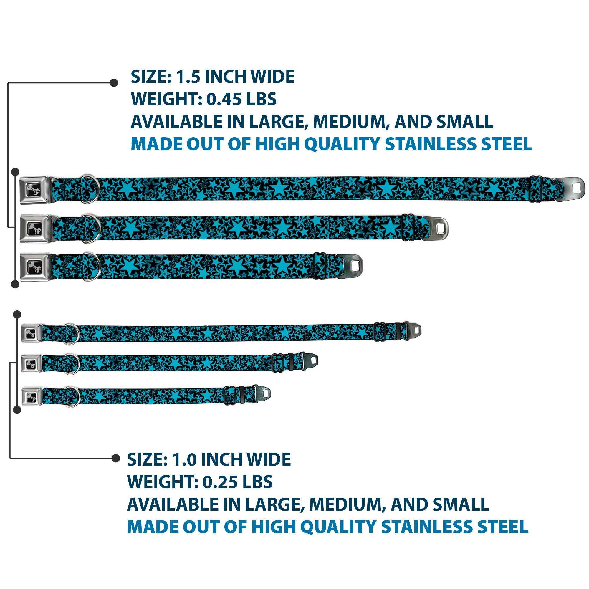 Buckle-Down Stargazer Black/Blue Seatbelt Buckle Dog Collar
