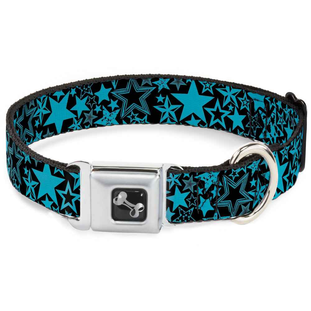Buckle-Down Stargazer Black/Blue Seatbelt Buckle Dog Collar
