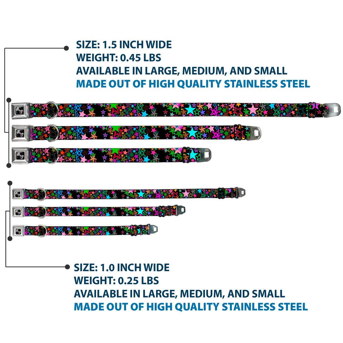 Dog Bone Seatbelt Buckle Collar - Stargazer Black/Multi Color