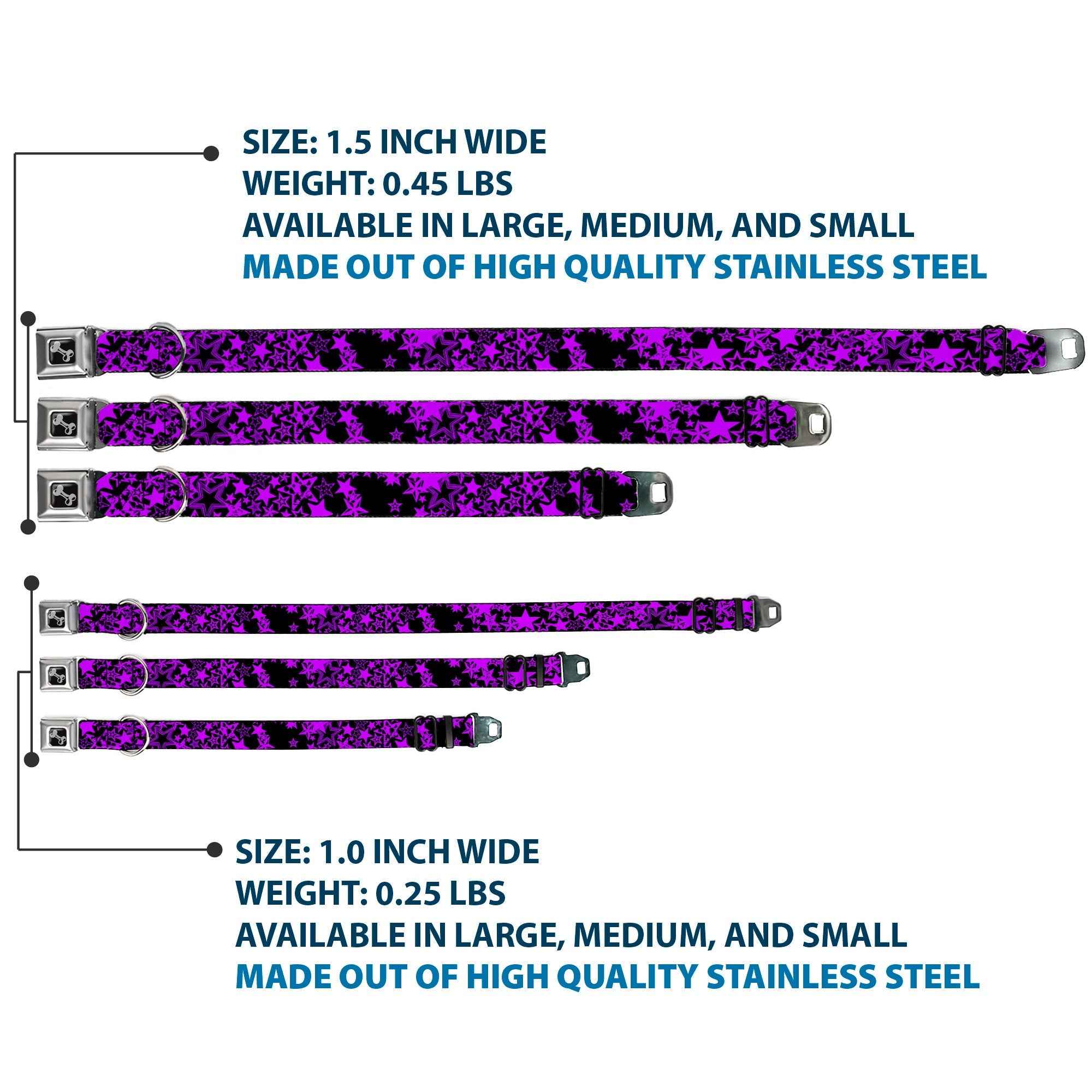 Buckle-Down Stargazer Black/Purple Seatbelt Buckle Dog Collar