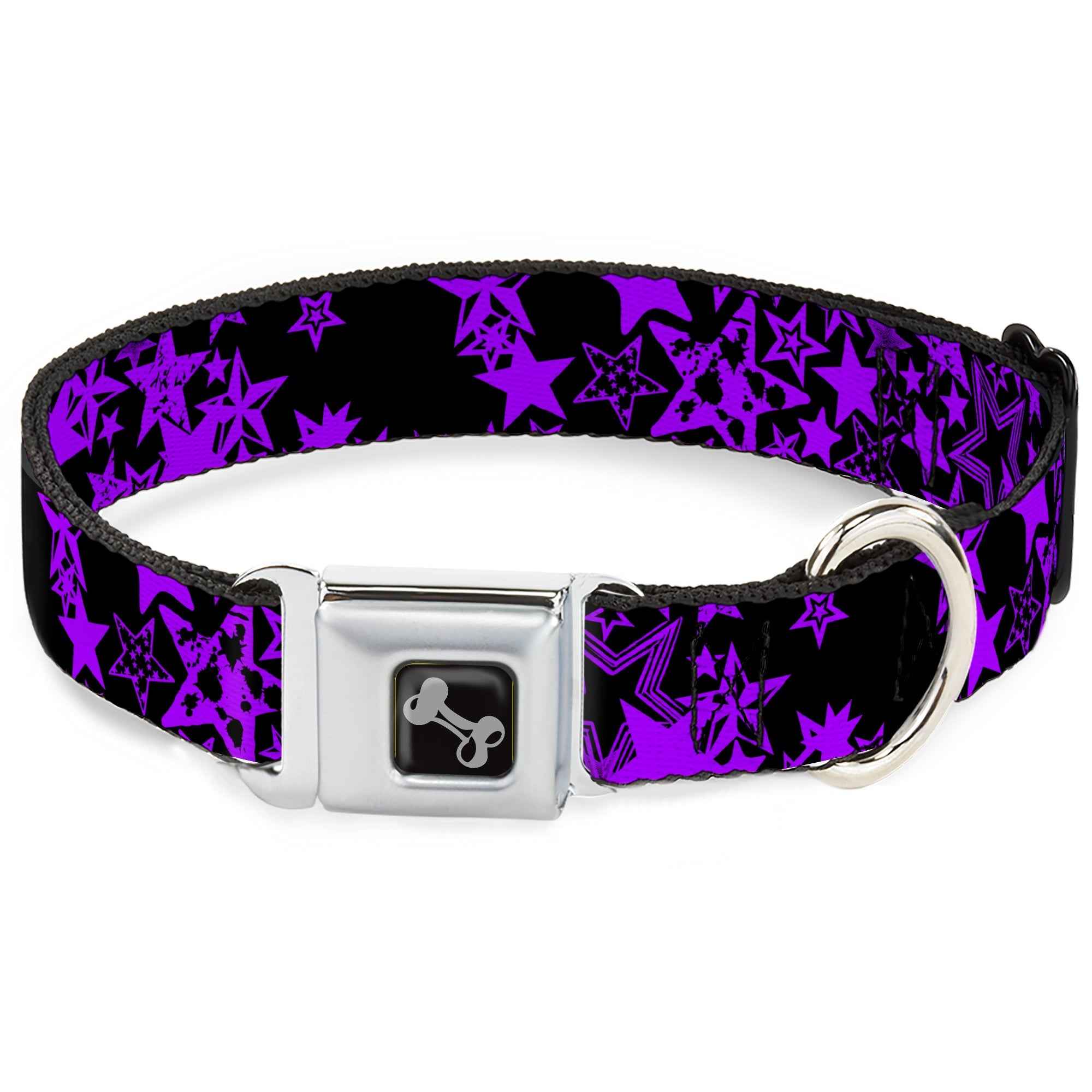 Buckle-Down Stargazer Black/Purple Seatbelt Buckle Dog Collar