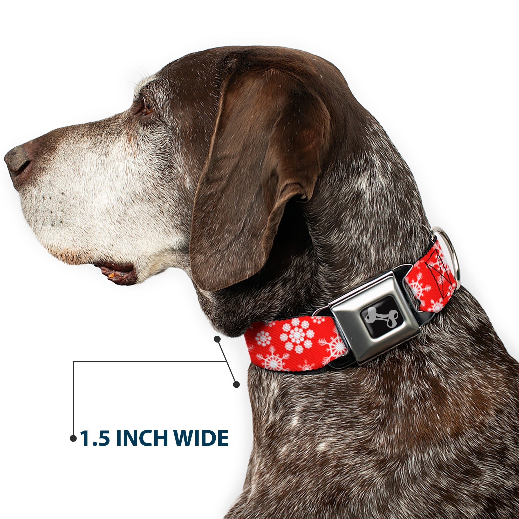 Buckle-Down Snowflakes Red/White Seatbelt Buckle Dog Collar