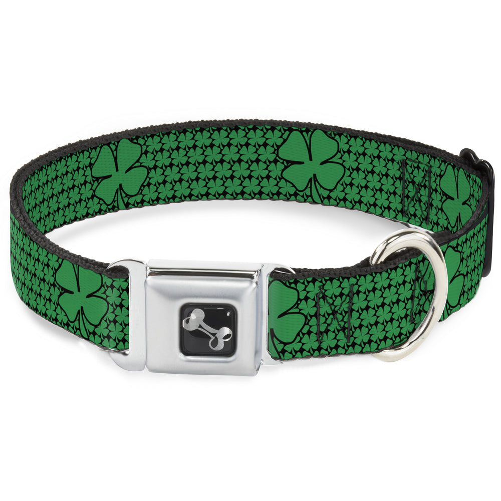 Dog Bone Seatbelt Buckle Collar - St. Pats Clovers/Green