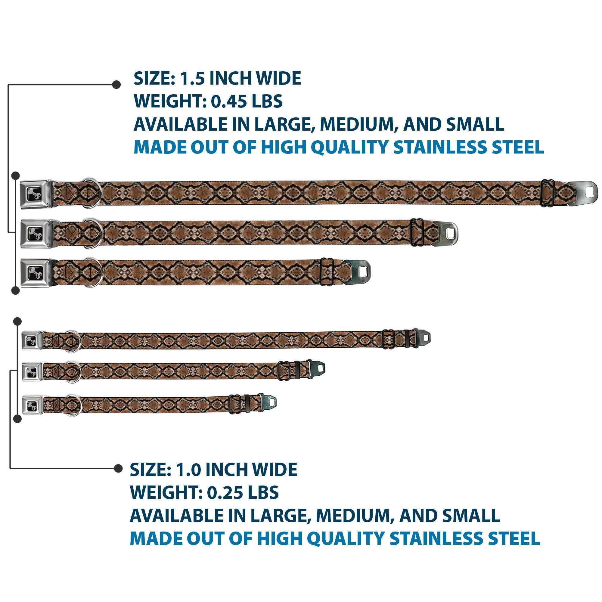 Buckle-Down Snake Skin 1 Seatbelt Buckle Dog Collar
