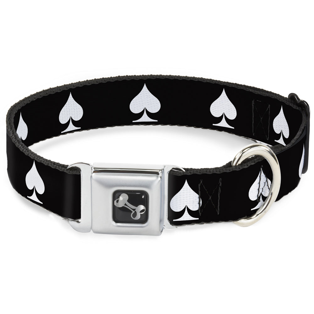 Dog Bone Seatbelt Buckle Collar - Spade Black/White