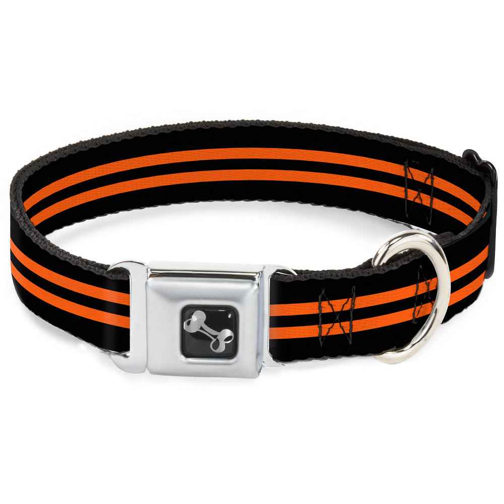 Buckle-Down Stripe Black/Orange Seatbelt Buckle Dog Collar