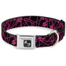 Dog Bone Seatbelt Buckle Collar - Safety Pins Black/Fuchsia