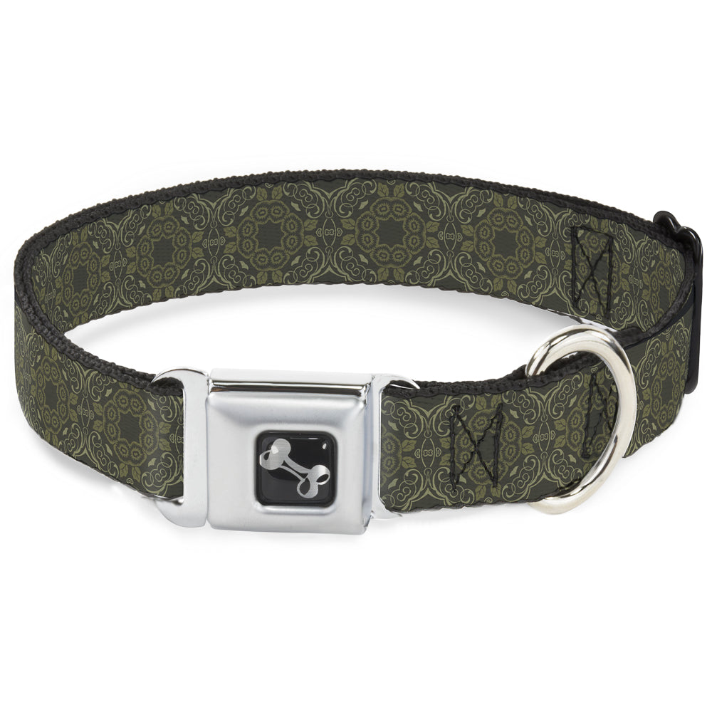 Dog Bone Seatbelt Buckle Collar - Tapestry Charcoal/Olive