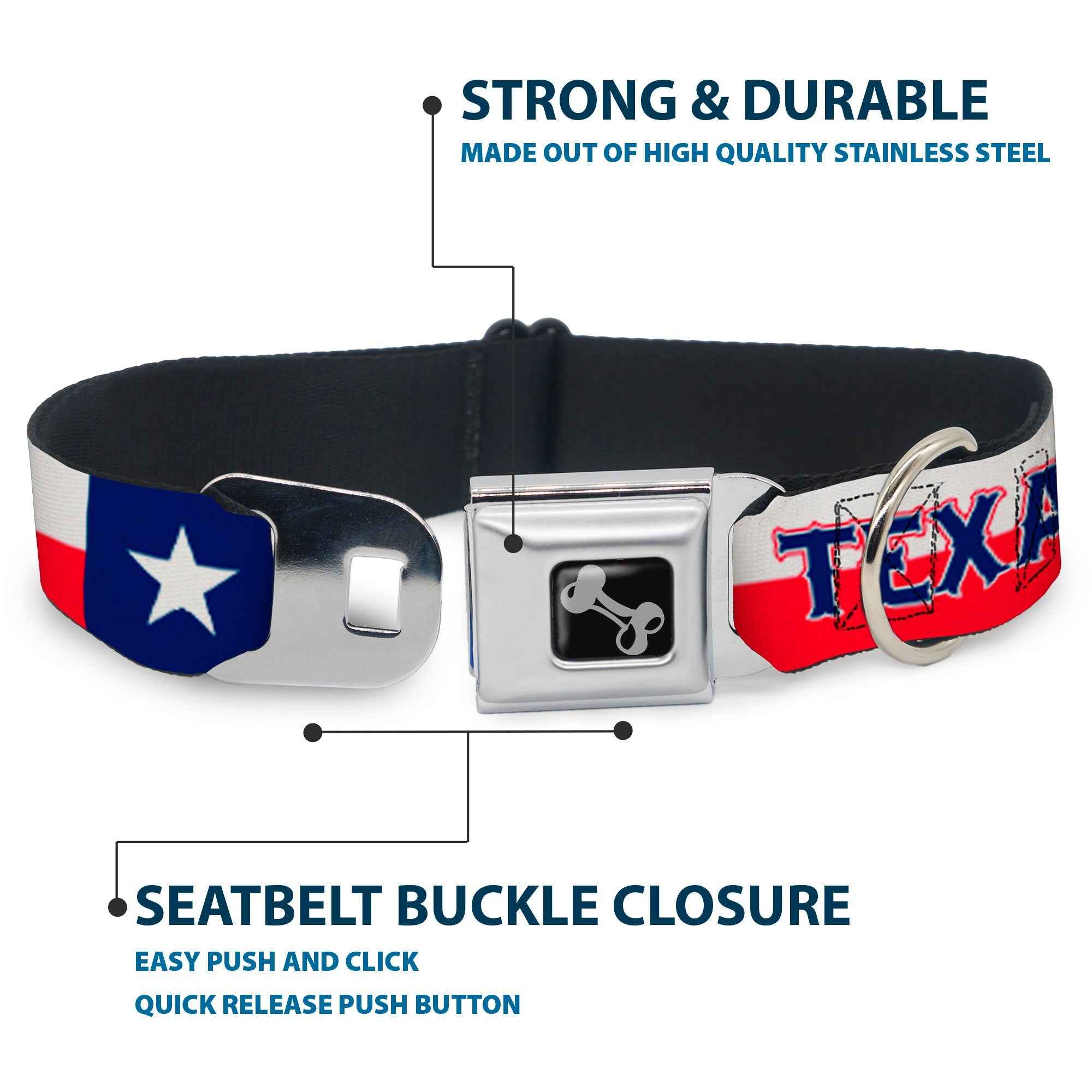 Buckle-Down Texas Flag/Texas Seatbelt Buckle Dog Collar