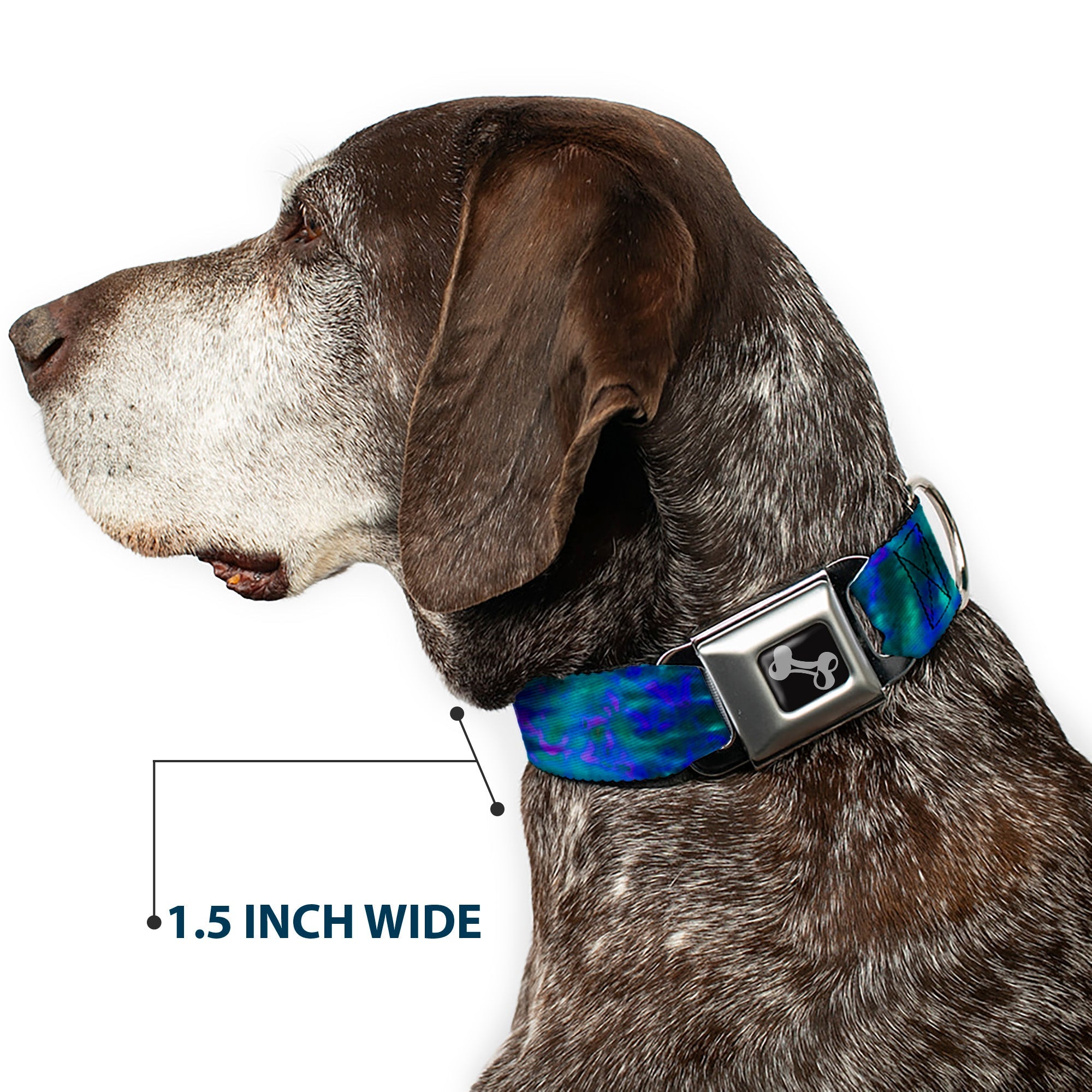 Dog Bone Seatbelt Buckle Collar - Tie Dye Green/Blue/Purple