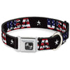 Dog Bone Seatbelt Buckle Collar - USA w/Star Black/US Flags