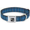 Buckle-Down Wire Grid Turquoise/Gray/White Seatbelt Buckle Dog Collar