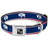 Dog Bone Seatbelt Buckle Collar - Wyoming Flags