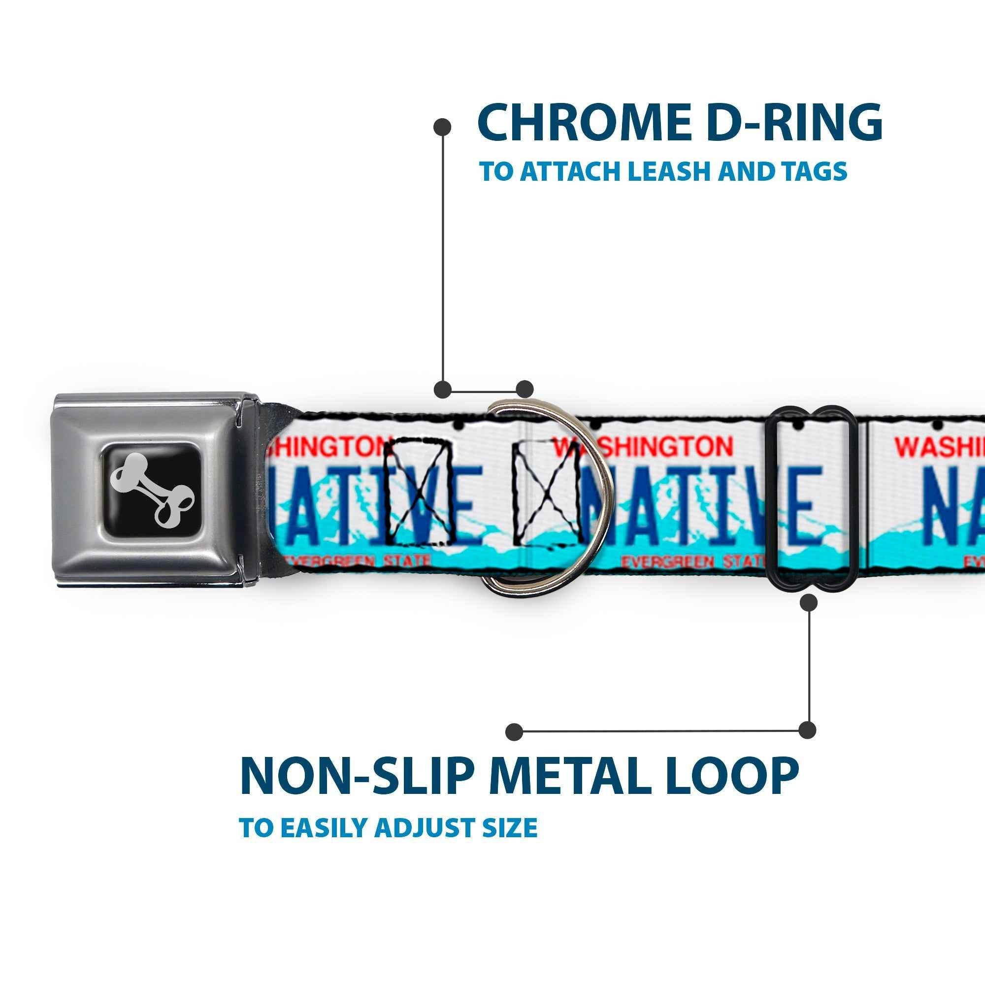 Buckle-Down Washington License Plate Native Seatbelt Buckle Dog Collar