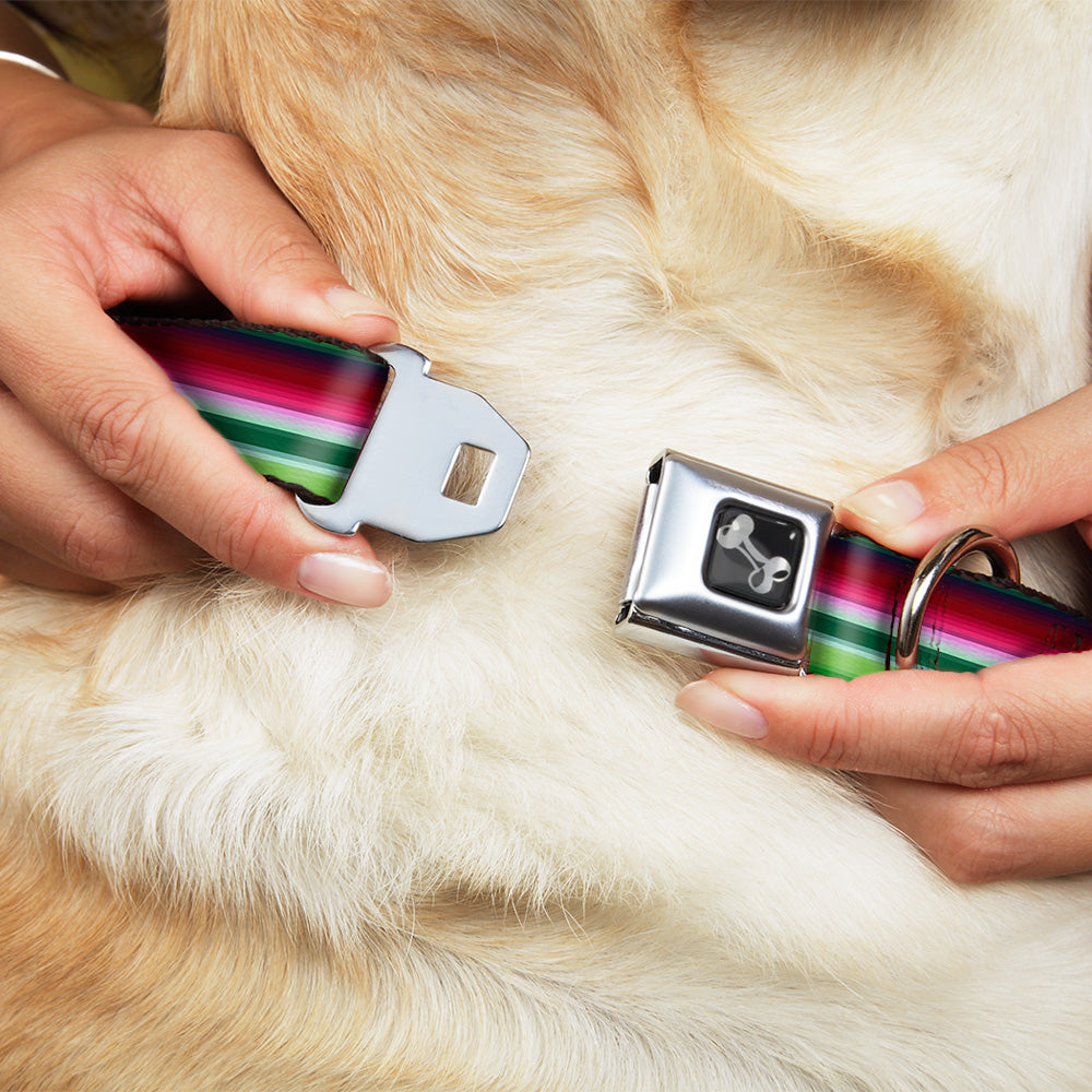 Dog Bone Seatbelt Buckle Collar - Zarape1 Horizontal Red/White/Green